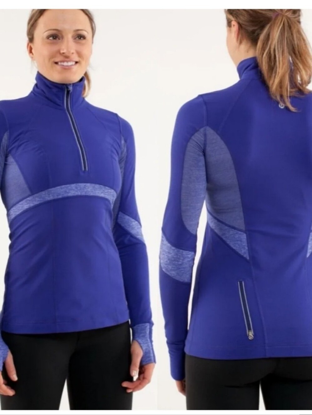 Lululemon Run: Distance Pullover Pigment Blue / Heathered Pigment Blue